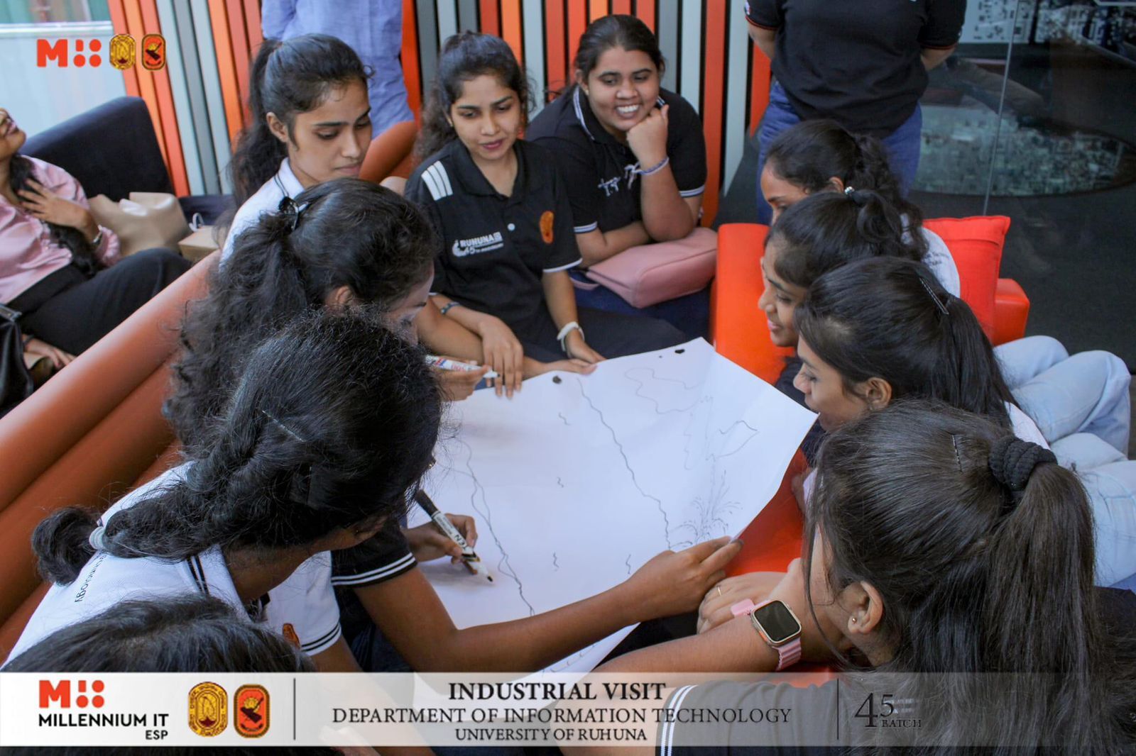 Students collaborating on a university project