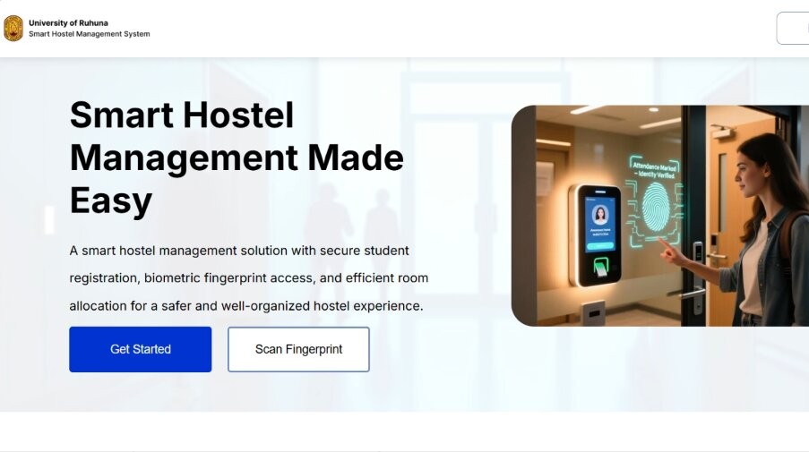 Smart Hostel Management System dashboard